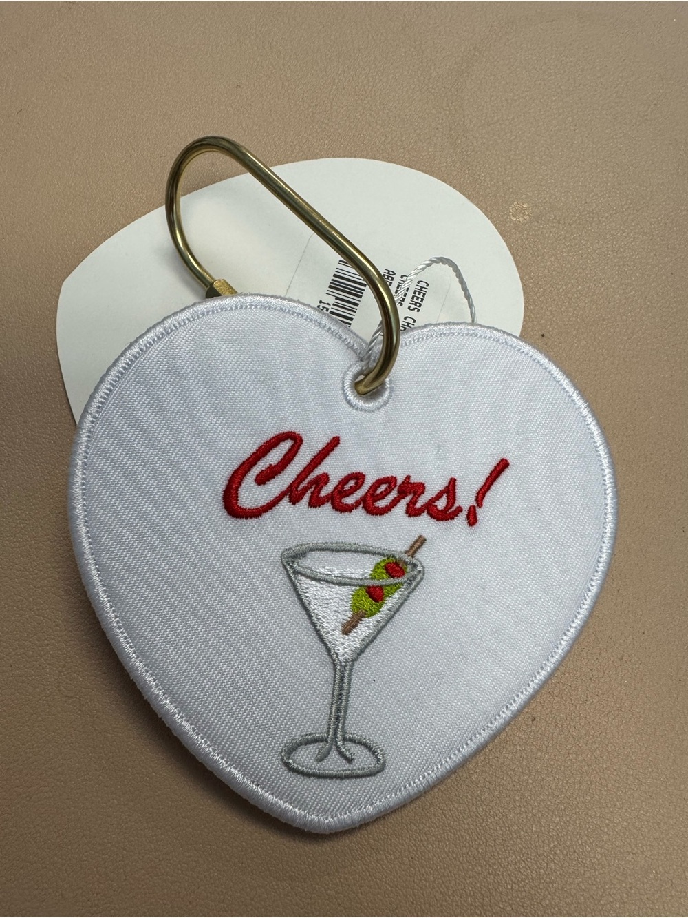 Abbode White Heart “Cheers” Keychain